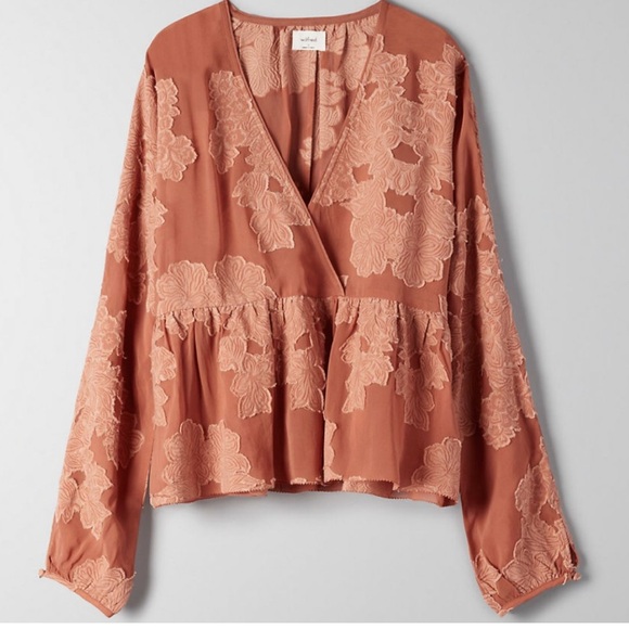 Pink V-Neck Bishop Sleeve Wrap Blouse - Picture 4 of 4